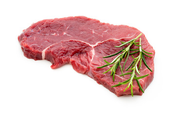 Fresh raw beef steak isolated on white.