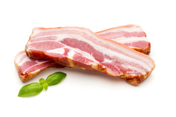 Pieces of raw pork lard isolated on white background.