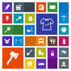 Modern, simple, colorful vector icon set with transportation, utensil, leisure, festival, fun, equipment, tool, astronaut, kid, kitchen, dessert, holiday, shovel, exploration, sport, abstract icons