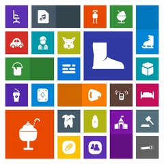 Modern, simple, colorful vector icon set with food, clothing, vehicle, bedroom, cream, automobile, business, musical, square, transportation, dessert, flashlight, armchair, car, layout, male icons