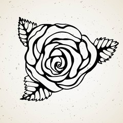 Isolated rose. Outline drawing. Stock line vector illustration.