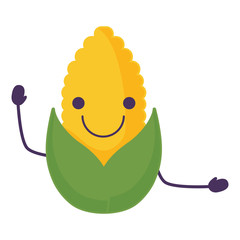Kawaii happy corn  over white background, colorful design. vector illustration