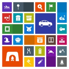 Modern, simple, colorful vector icon set with airport, camera, cheese, schedule, home, highway, cooking, alarm, service, hotel, vacation, tool, repair, direction, photographer, bunny, photo, bed icons