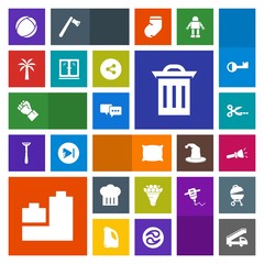 Modern, simple, colorful vector icon set with white, bubble, hand, , toy, flashlight, flower, home, transport, pink, bear, box, shine, talk, play, furniture, restaurant, button, electric, people icons