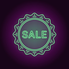Neon banner of green Sale badge