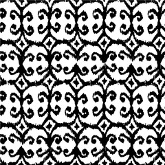 Vector seamless ikat pattern with black and white for textile, fabric, craft, wrapping
