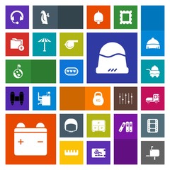 Modern, simple, colorful vector icon set with health, file, hotel, work, white, box, vehicle, worker, headphone, transportation, bedroom, battery, delivery, service, cap, transport, room, bed icons