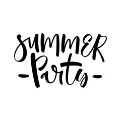 Summer party. Hand drawn lettering phrase isolated on white background. Vector illustration.