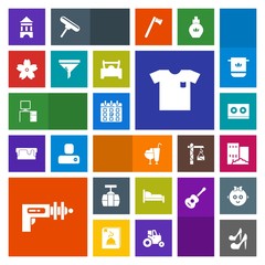 Modern, simple, colorful vector icon set with cream, office, beauty, war, girl, fashion, sky, dessert, schedule, technology, clothing, sweet, shirt, estate, ice, white, home, car, bedroom, space icons