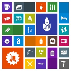 Fototapeta premium Modern, simple, colorful vector icon set with call, location, oven, cup, cargo, wind, water, airplane, corn, restaurant, shower, microwave, center, saw, chinese, flight, healthy, tea, bathroom icons