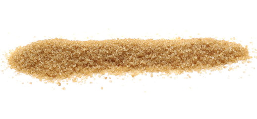 brown sugar, pile isolated on white background, sugarcane