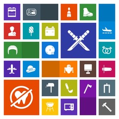 Modern, simple, colorful vector icon set with mail, engagement, cooking, diamond, belt, memory, romance, samurai, android, kitchen, white, food, ladle, weapon, worker, ring, sword, card, cyborg icons