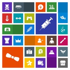 Modern, simple, colorful vector icon set with grilled, thermometer, fiction, spaceship, bow, teddy, astronaut, kitchen, spoon, barbecue, celebration, box, science, exploration, gym, account, ufo icons