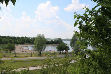 Summertime at Lake Schladitzer See nearby Leipzig, Germany 