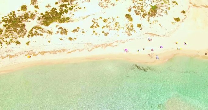 Aerial view of amazing, unspoiled and idyllic beach on a little island
