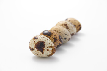 Obraz premium eggs quail spotted small on white background.