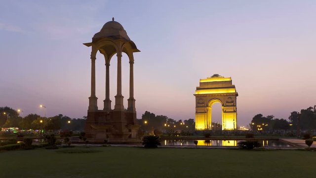 India, Delhi, New Delhi, India Gate, the 42 metre high India Gate is at the eastern end of Rajpath. Republic Day is held here every 26th January attracting millions