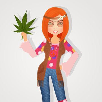 hippie girl with hemp