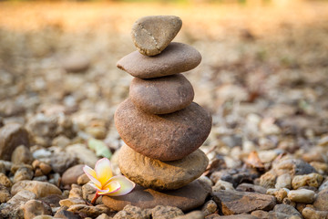Fototapeta na wymiar Stones stack in ZEN Concept with natural blurred background.