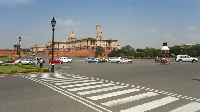 Raj Path leading to the Parliament Building, New Delhi, Delhi, India, Asia - Time lapse