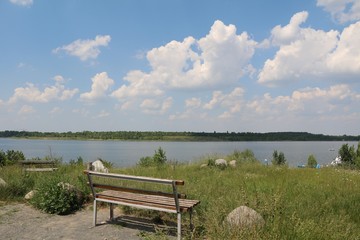 Obraz premium Recreation at Lake Schladitzer See nearby Leipzig in summer, Germany 