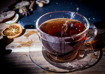 Cup of tea with splash
