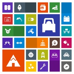 Modern, simple, colorful vector icon set with oxygen, kid, builder, helmet, tent, north, office, drink, industry, foreman, food, table, cute, percent, work, map, sign, car, business, wildlife icons