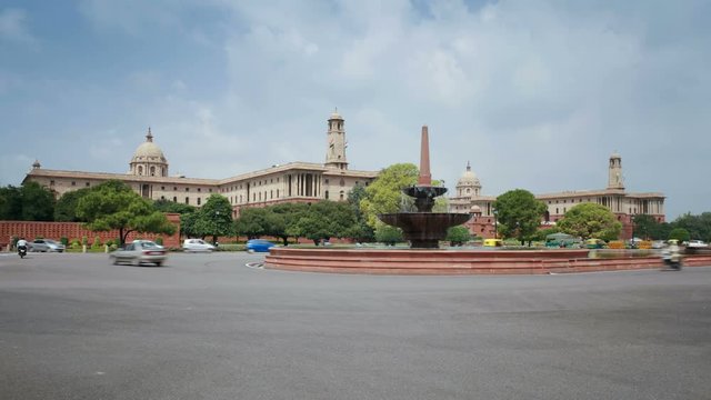 Raj Path leading to the Parliament Building, New Delhi, Delhi, India, Asia - Time lapse