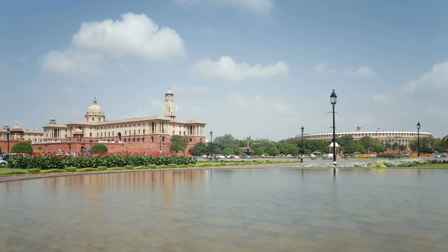 Raj Path leading to the Parliament Building, New Delhi, Delhi, India, Asia - Time lapse