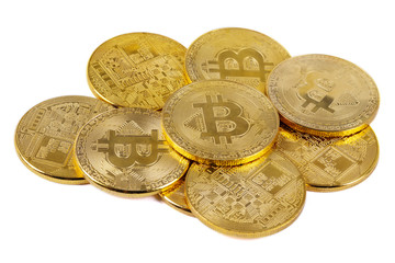gold bitcoin isolated on white background