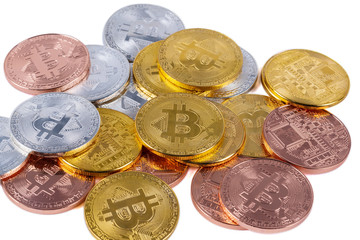 pile of bicoin isolated on white background