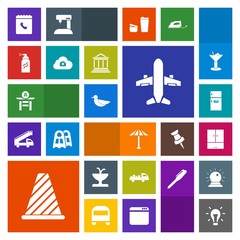 Modern, simple, colorful vector icon set with nature, phone, bird, umbrella, animal, street, sky, graffiti, energy, electricity, freezer, delivery, art, wildlife, plane, travel, bulb, water icons