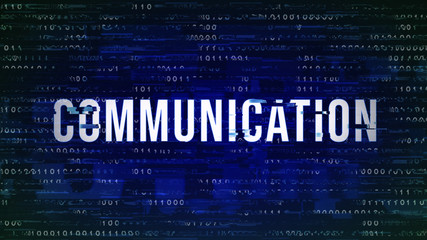 Communication - Glitch Buzzword with Binary in the Background