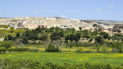 View of the baroque town of  Modica in the province of Ragusa in Sicily