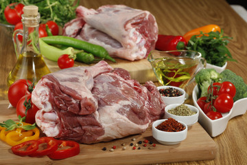Fresh raw meat on cutting board
