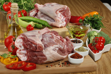 Fresh raw meat on cutting board
