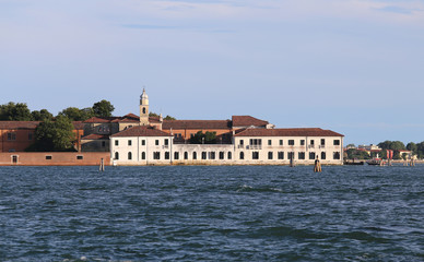 Obraz premium San Servolo island near Venice in Italy. The buildings were an o