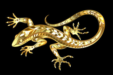 Naklejka premium Golden lizard