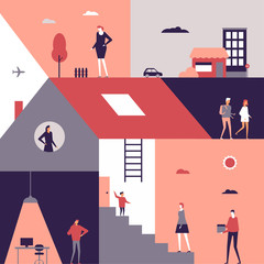 Life scenes - flat design style illustration