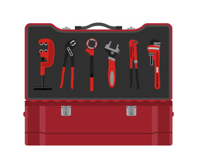 Vector illustration.  Open box with tools.