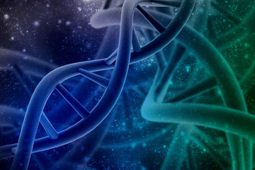 3d render of dna structure, abstract background