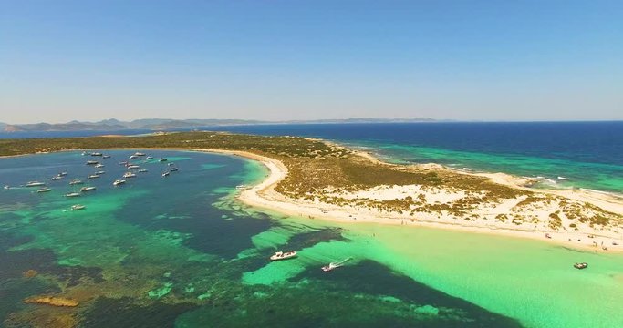 Aerial view of amazing, unspoiled and idyllic beach on a little island