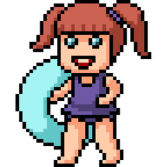 Obraz premium vector pixel art beach kid