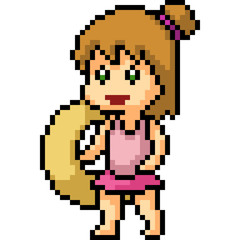 Fototapeta premium vector pixel art beach kid