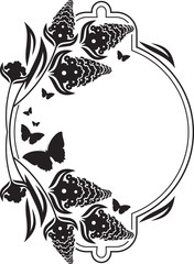 Fllower frame with butterflies silhouettes