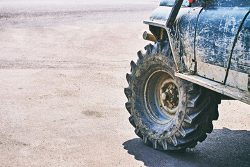 Dirty brutal off-road SUV vehicle high ground clearance © berezko