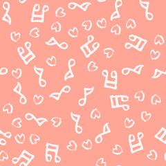 Abstract music notes seamless pattern background. Vector musical illustration melody decoration