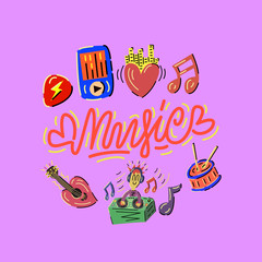 Music illustrations set