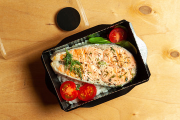 Grilled trout with rice and cherry tomatoes