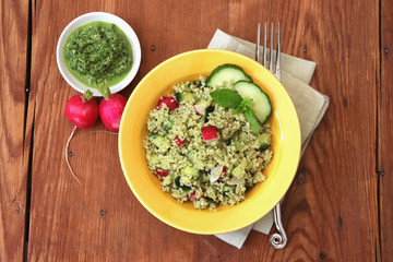 couscous salad with radish and cucumber